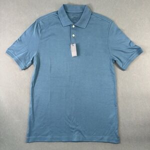 Men's Van Heusen Classic Fit Short Sleeve Preppy Polo Shirt Blue Size S